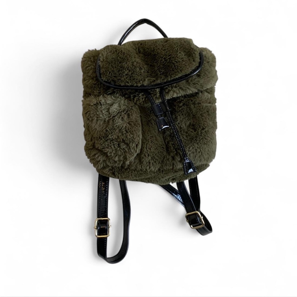 Olive Green Faux Fur Steve Madden Mini Backpack
